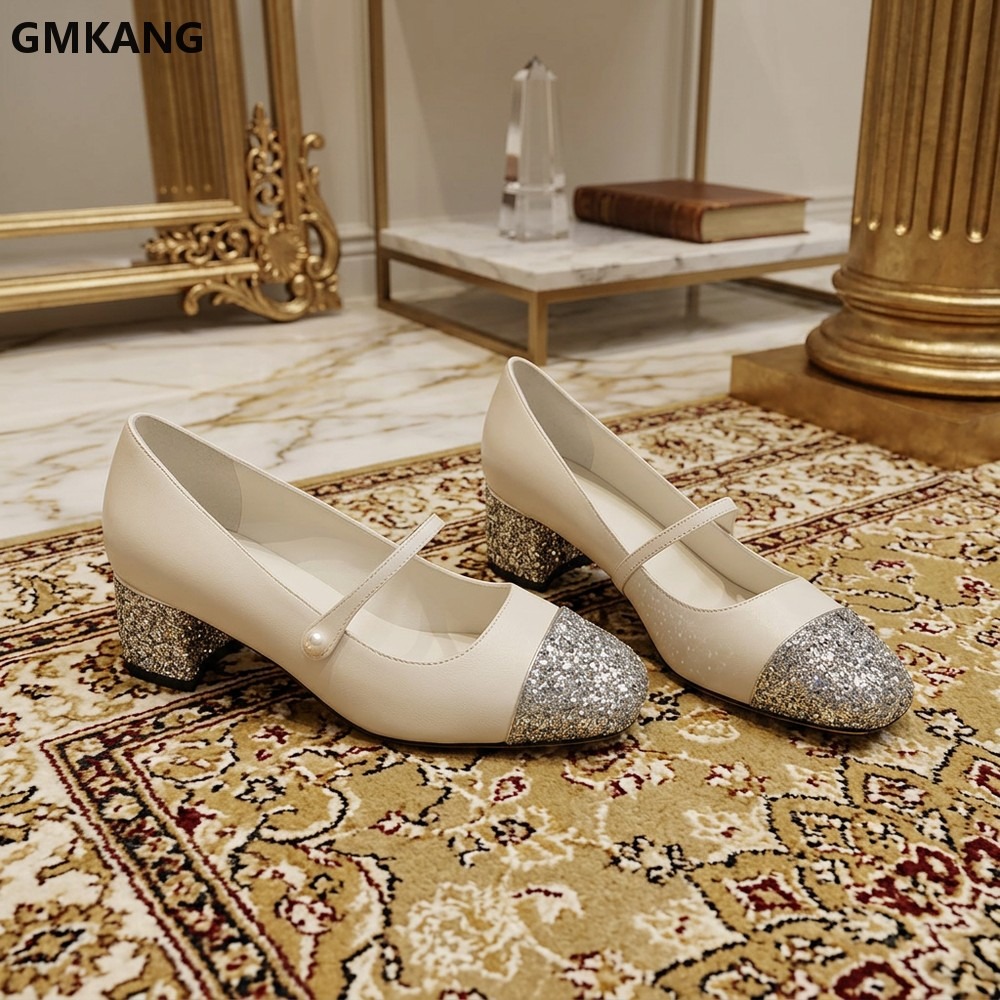 Leather Classic Strap - Klasyczne buty Mary Jane na platformie